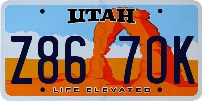 UT license plate Z867OK