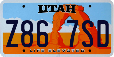 UT license plate Z867SD