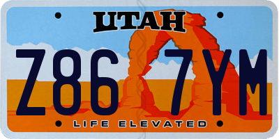 UT license plate Z867YM