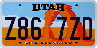 UT license plate Z867ZD