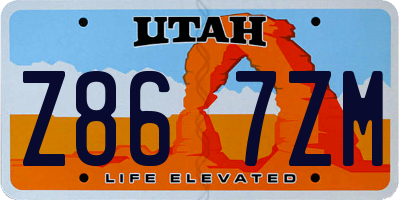 UT license plate Z867ZM