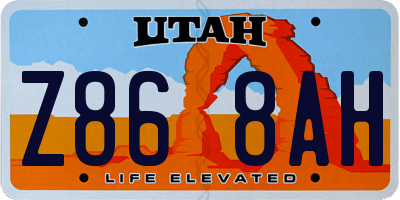 UT license plate Z868AH