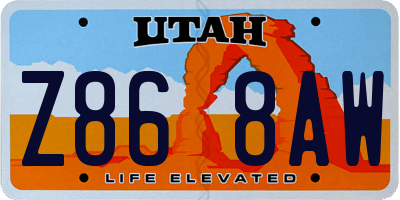 UT license plate Z868AW
