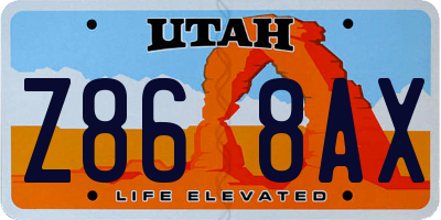 UT license plate Z868AX