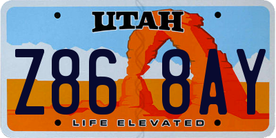 UT license plate Z868AY