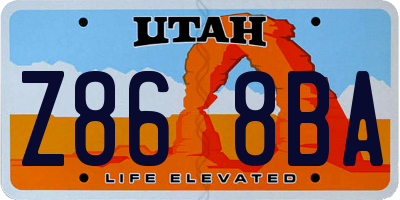 UT license plate Z868BA