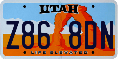 UT license plate Z868DN