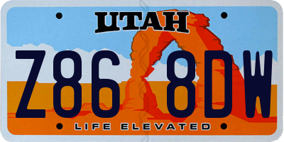 UT license plate Z868DW