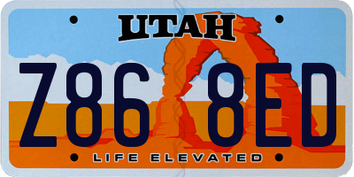 UT license plate Z868ED