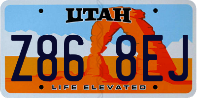 UT license plate Z868EJ