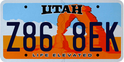 UT license plate Z868EK