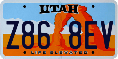 UT license plate Z868EV
