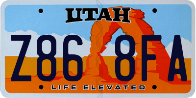 UT license plate Z868FA