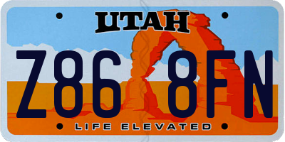 UT license plate Z868FN