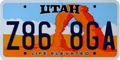 UT license plate Z868GA