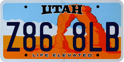 UT license plate Z868LB