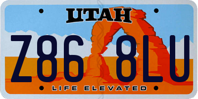 UT license plate Z868LU