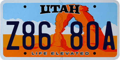 UT license plate Z868OA
