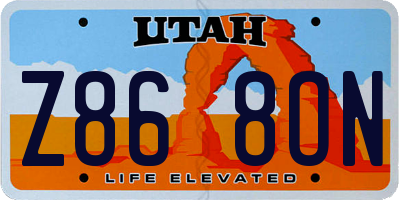 UT license plate Z868ON