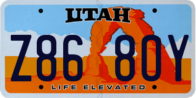 UT license plate Z868OY