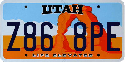 UT license plate Z868PE