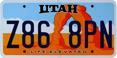 UT license plate Z868PN
