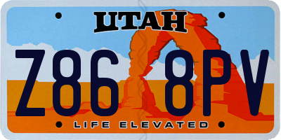 UT license plate Z868PV