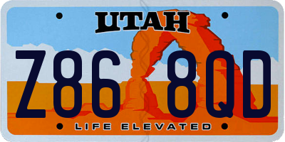 UT license plate Z868QD