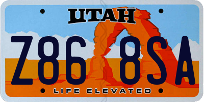 UT license plate Z868SA