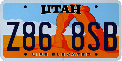 UT license plate Z868SB