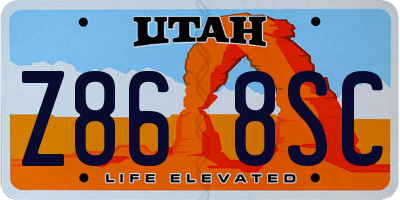 UT license plate Z868SC