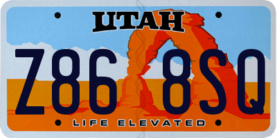 UT license plate Z868SQ