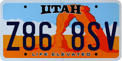 UT license plate Z868SV