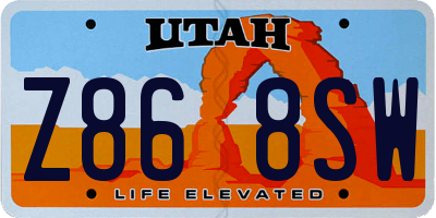 UT license plate Z868SW