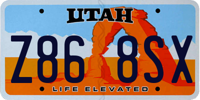 UT license plate Z868SX