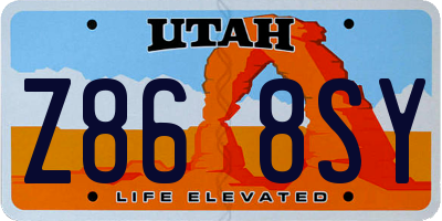UT license plate Z868SY