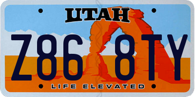 UT license plate Z868TY