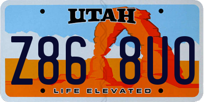 UT license plate Z868UO