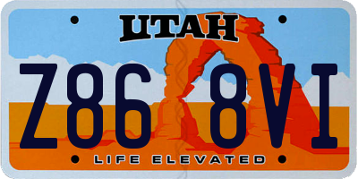 UT license plate Z868VI