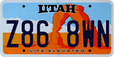 UT license plate Z868WN