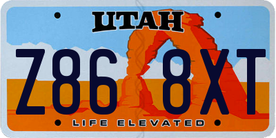UT license plate Z868XT