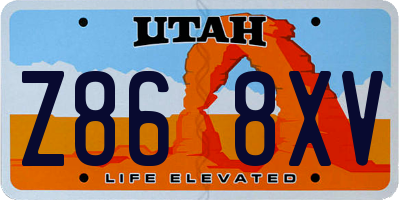UT license plate Z868XV