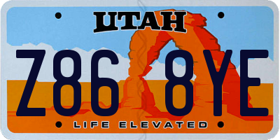 UT license plate Z868YE
