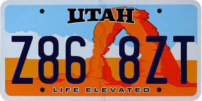 UT license plate Z868ZT