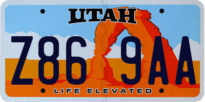 UT license plate Z869AA