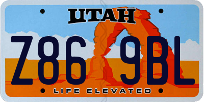 UT license plate Z869BL