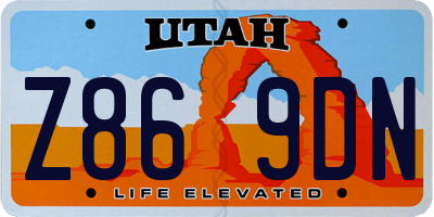 UT license plate Z869DN