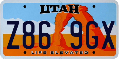 UT license plate Z869GX