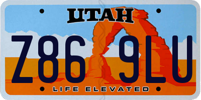 UT license plate Z869LU