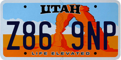 UT license plate Z869NP